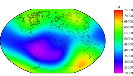地表の磁場強度分布図